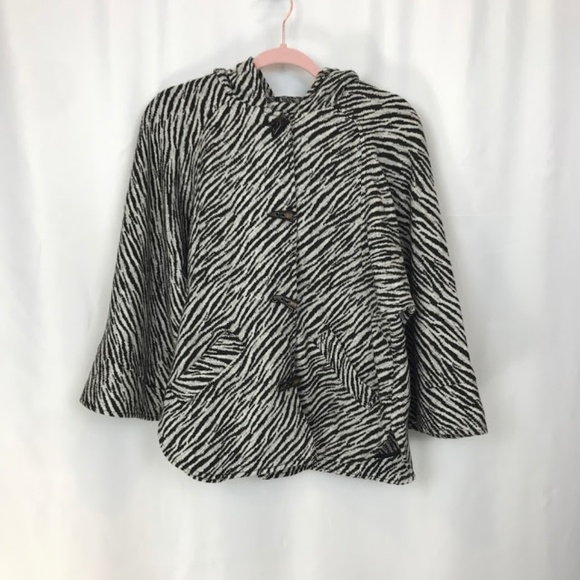 Etcetera Zebra Print Toggle Hooded Women Jacket M - Picture 1 of 4